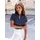 Witt Weiden Klassische Bluse Satin-Bluse Kurzarm Blau 36