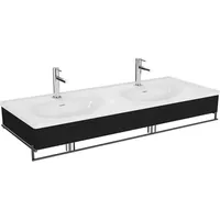 Vitra Equal Doppelmöbelwaschtisch-Set 64097 132,5x52cm, Möbelwaschtisch asymmetrisch, weiß, Handtuchhalter,