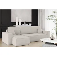 Fun Möbel Ecksofa Schlafsofa Sofa MARIS Stoff Poso Altweiß