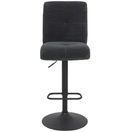 Hela Tische, 2er Set Barhocker Leni -Bezug Cord Anthrazit -360° drehbar, höhenverstellbar- Komfortsitz Federkorb Schwarz - ... - Schwarz
