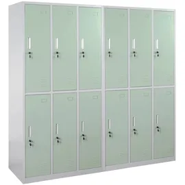 MCW Schließfachschrank Metall 12 Fächer grün