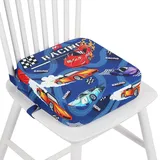 wooshwa Sitzerhöhung Stuhl Kind, kindersitzerhöhung Flexible Sitzerhöhung Sitzkissen Kinder mit 2 Sicherheits Schnalle Rutschfeste & Anti-Rutsch-Boden für Zuhause Unterwegs, 32x32x10 cm (Rennwagen)