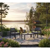 Dmora Outdoor-Lounge-Set Benevento, Gartengarnitur mit 2 Sesseln und 1 Couchtisch, Innen- und Außensitzgruppe mit Kissen, 100 % Italy, Anthrazit - Schwarz