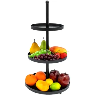 Metall Etagere schwarz mit 3 Ablagen - 56 x 30 cm - Deko Servierplatte mit 3 Etagen - Servierständer Kuchenständer Etagenständer Telleretagere Ständer für Snack Obst Kuchen Dessert