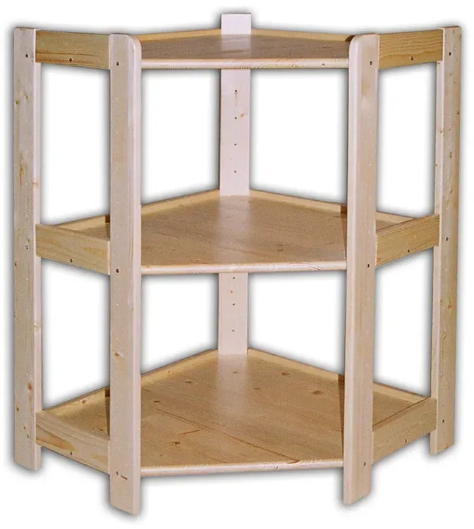 Holz-Eckregal, 3 Regalböden, 890 x 600 x 335 mm