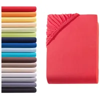 Hometex Premium Textiles Kinder Jersey Spannbettlaken Spannbetttuch 60 x 120 cm - 70 x 140 cm, Baby Bett Bettlaken aus Jersey 100% Baumwolle, Oeko-TEX Made IN Green, Rot