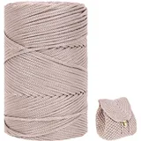 ZHANGXIAOMIN Polyester Garn 3mm X 225m,Makramee Garn 3mm,Makramee Band,Polypropylene Yarn,Geflochten Makramee Schnur Farbig,garn Zum Häkeln Für Stricken,Dekoration DIY Handwerk (Flachs)