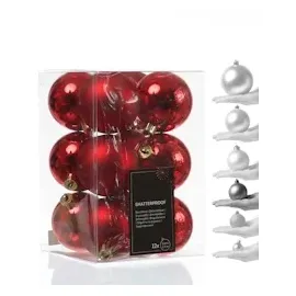 MARELIDA Weihnachtskugeln bruchfest glänzend matt rot 12St