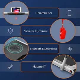 Goplus 2 in 1 Klappbares Laufband, kompaktes Laufmaschine mit 1-12 KM/H Geschwindigkeit, mit Fernbedienung oder App, Led-anzeige & Bluetooth für Büro & Zuhause, bis 120 kg belastbar