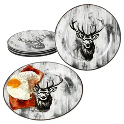 6x Alois Speiseteller Ø27,2cm Porzellan 6 Personen große Platte Essteller Hirsch