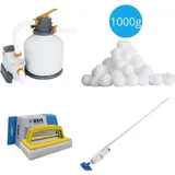 Bestway - Poolsauger AquaReach & Sandfilterpumpe 5678 L/u & Filterkugeln 1000 g & WAYS Scheuerbürste