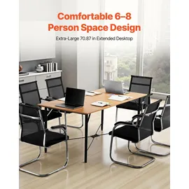Vevor Konferenztisch Besprechungstisch für 6-8 Personen 180 x 90 cm (L x B) rechteckiger Kombinationsschreibtisch Meetingtisch Mehrzwecktisch Pausentisch mit Metallbeinen für Büro Konferenzraum