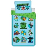 Minecraft Kinderbettwäsche Icons Schwarz/Blau/Grün 140 x 200 cm + 70 x 90 cm