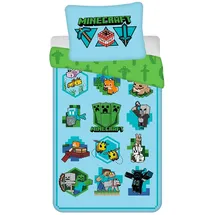 Minecraft Kinderbettwäsche Icons Schwarz/Blau/Grün 140 x 200 cm + 70 x 90 cm