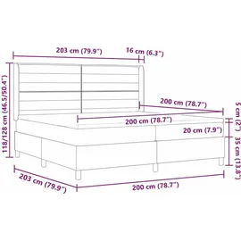 vidaXL Boxspringbett 200 x 200 cm Grau