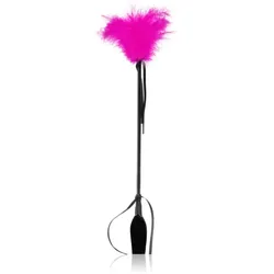 Secret play Riding Crop Black Reitpeitsche aus Leder mit Feder-Reizmittel Fuchsia 52 cm