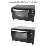 Lentz Minibackofen Mini-Backofen - Toastofen 1050 Watt, Zeitschaltuhr, Inklusive Backblech und Grillgitter schwarz