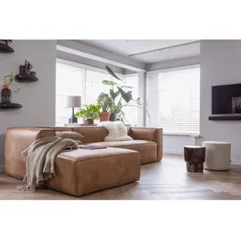 Woood Eckcouch Leder 3-Sitzer Cognac