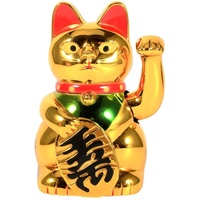 Haofy Glückskatze Meneki Neko Winkekatze Gold, Chinesische Glücks Katze Fengshui Deko Figur Dekoartikel, Glücksbringer - groß (Fortune Dekoration Handwerk)