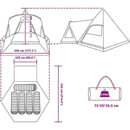 vidaXL Teepee Zelt für 5 Personen Grün