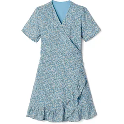 Tchibo - Wickelkleid - Mädchen - Gr. 170/176 - hellblau/print