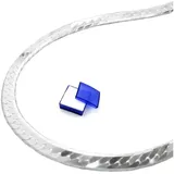 unbespielt Silberkette Halskette 3 mm Panzerkette flach 925 Silber 42 cm inkl. Schmuckbox, Silberschmuck für Damen silberfarben