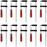 Acelectronic Schraubzwinge Set mit 10-Komponentengriff 50x150 / 50x200, Spannweite 200 mm, Spanntiefe 50 mm, Temperguss-Stahl Spannbacken, Hohlprofilschiene (50x200)