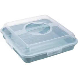 KEEEPER Kuchenhaube/Partybutler "enrico", nordic-blue herausnehmbare Kuchenplatte, ergonomischer Griff, Kuchentransportbox, Blau, Transparent