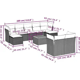 vidaXL Gartensofa-Set 10-tlg. grau