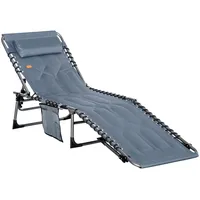 Outsunny Sonnenliege, Grau, Metall, 57x30x188 cm, Gartenmöbel, Gartenliegen