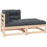 vidaXL 2-tlg. Garten-Lounge-Set mit Kissen Massivholz Kiefer