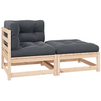 vidaXL 2-tlg. Garten-Lounge-Set mit Kissen Massivholz Kiefer