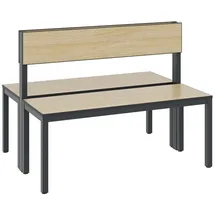 C+P Doppelseitige Sitzbank mit Rückenlehne 76 x 100 x 80 cm Schwarzgrau/Eiche Sereno