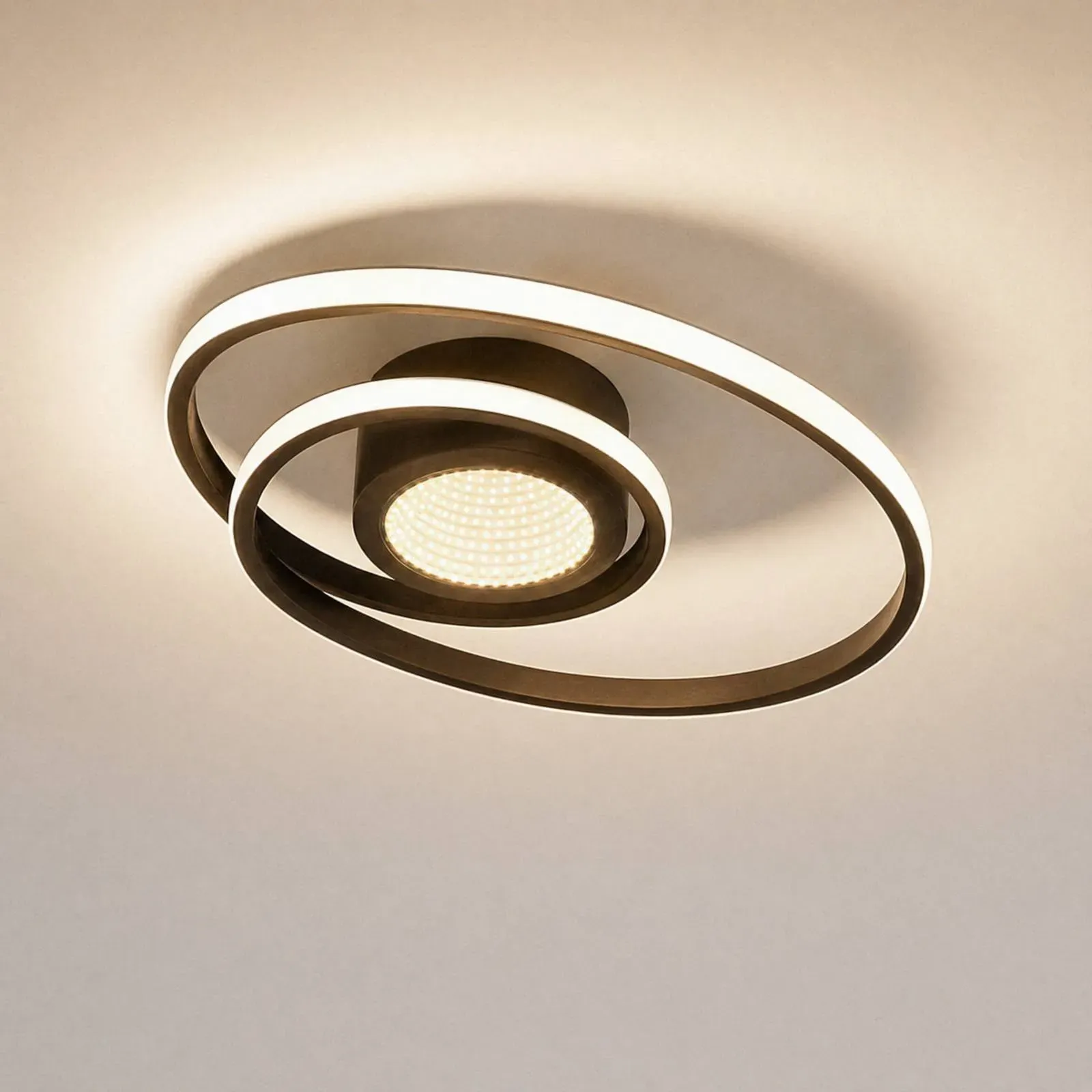 LED Deckenlampe Thalina Lindby, dimmbar, schwarz, für Wohn- / Esszimmer, Metall, Modern, LED Deckenleuchte - 45 cm - 45 cm - 12.5 cm