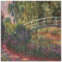 Artland Glasbild »Japanische Brücke im Garten von Giverney«, Garten, (1 St.), in verschiedenen Größen Artland Farbe Bild(er): grün