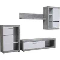 INOSIGN Wohnzimmer-Set INOSIGN "Rosso Wohnwand, Mediawand, Anbauwand, für TV bis 60', Breite 267 cm", grau (beton), B:266,5cm H:186cm T:41,5cm, Glas, Holzwerkstoff, Kunststoff, MDF, Metall, Kastenmöbel-Sets, Set besteht aus Highboard, TV-board, Wandregal und