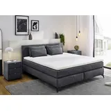 Jockenhöfer Boxspringbett »Paulina, inkl. Topper und Kissen, Härtegrade wählbar« 140x200 cm oder 180x200cm, grau