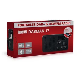 Imperial DABMAN 17 – Tragbares DAB+ & UKW-Radio (portables Digitalradio, Musikwiedergabe via Bluetooth und USB, austauschbarer Akku) – Schwarz