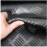 ANRO Gummimatte Riffelmatte Meterware 3mm Riffelblech Gummiläufer Riffelblechmatte als Werkstattboden, Bodenbelag, Werkbank Auflage, Gummi Matte für Anhänger, Garage Schwarz 50 x 100cm