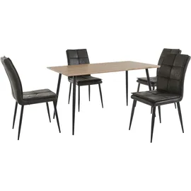 OTTO home Essgruppe OTTO HOME "Dino + Lima", grau (anthrazit, anthrazit, schwarz), B:140cm H:76cm T:80cm, Sitzmöbel-Sets, Essgruppe, Set, 5-tlg, Tisch in Eiche Optik und 4 Esszimmerstühlen