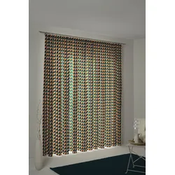 Vorhang ADAM "Circles" Gr. 2, bunt (orange, dunkelblau, türkis), B:145cm H:175cm, Jacquard, Baumwolle (Bio-Baumwolle), Gardinen, nachhaltig