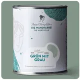 MissPompadour Wandfarbe Grün mit Grau - matte Wandfarbe mit sehr hoher Deckkraft 1 L, geruchsneutrale und spritzfreie Innenfarbe, wasserbasiert grau|grün