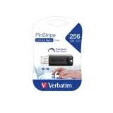 Verbatim USB 3.2 Stick 256GB, PinStripe, schwarz Typ-A, (R) 30MB/s, (W) 10MB/s, Retail-Blister