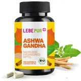 Lebepur Bio Ashwagandha – 1000mg Tagesdosis – 180 Kapseln – Reines Bio-Wurzelpulver – Hochdosiert & Vegan – 3 Monatsvorrat – Ohne Füllstoffe