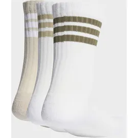 adidas 3-Streifen Dämpfende Sportswear Crew Socken 3 Paar Weiß/Beige/Olive Strata 43-45