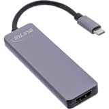InLine InLine® Multi-Hub USB 3.2 Gen.1, 2x USB-A, HDMI 4K/30Hz, Cardreader, Alu, grau