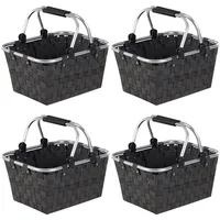 Home4You Einkaufskorb 4er Set 40 x 30 x 20 cm schwarz