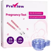 Preview 25 Schwangerschaftstest Frühtest Streifen 10 mIU/ml hCG Test zuverlässige Früherkennung mit 25 Urinbecher