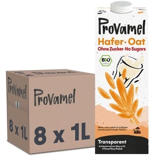 Provamel Haferdrink ohne Zucker, Pflanzlicher Drink, Vegan, Laktosefrei, UHT, 8x1 l (8er Pack)