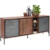 Livetastic Sideboard Schiefer, Braun, Metall, Akazie, Hartholz, 3 Fächer, 180x77x40 cm, Holzmöbel, Kleinmöbel Holz, Holzkommoden, Sideboards Holz